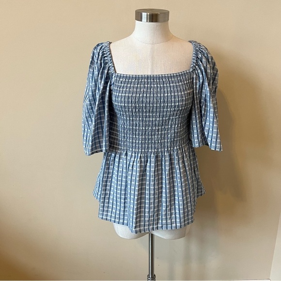 New! Stella Nova Penelope smocked peplum open back top nwt 17499 - Picture 8 of 16